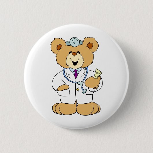 Teddy Bear Doctor Ronde Button 5,7 Cm (Voorkant)
