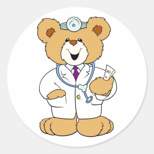 Teddy Bear Doctor Ronde Sticker (Voorkant)