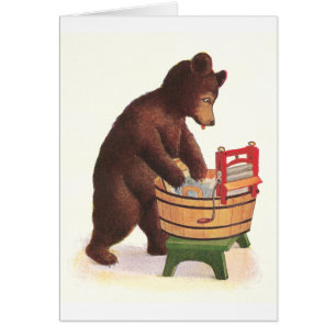 Teddy Bear doet het wasgoed