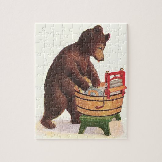Teddy Bear Doing Laundry Legpuzzel (Verticaal)