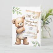 Teddy Bear Douche gepersonaliseerde uitnodiging (Staand voorkant)