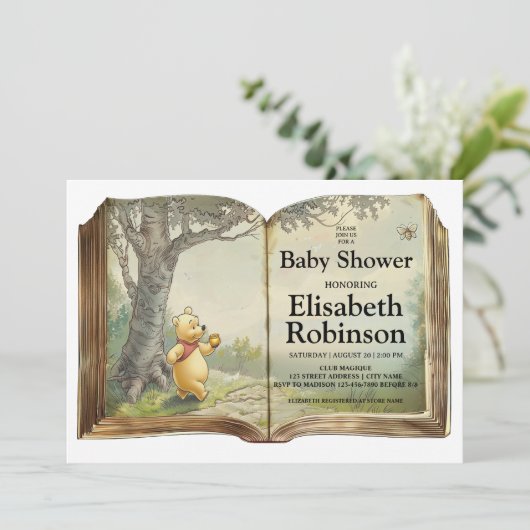 Teddy Bear Douche gepersonaliseerde uitnodiging (Staand voorkant)