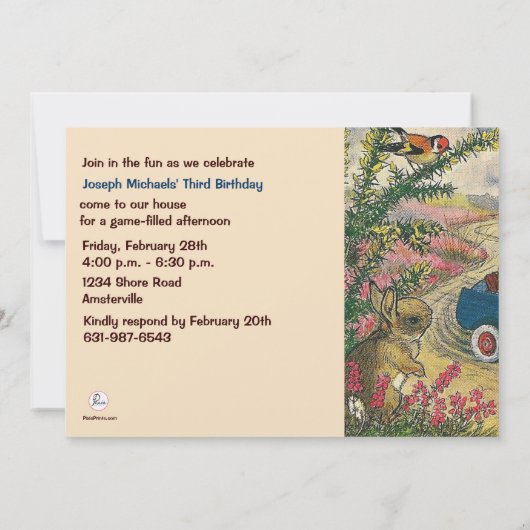 Teddy Bear Drive Birthday Party Invitation Kaart (Achterkant)