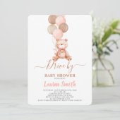 Teddy Bear Drive door Baby shower Meisje Kaart (Staand voorkant)