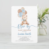 Teddy Bear Drive van Baby shower Boy Kaart (Staand voorkant)