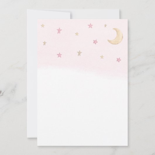 Teddy Bear Dusty Pink Ballon Clouds Baby shower Kaart (Achterkant)