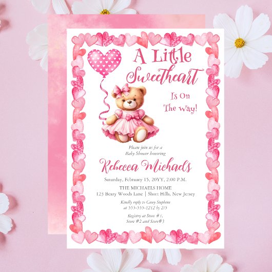 Teddy Bear Een Kleine Liefje Meisje Baby shower Kaart