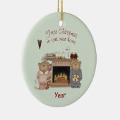 Teddy Bear - Eerste Kerstmis in ons nieuwe huis Keramisch Ornament (Rechts)