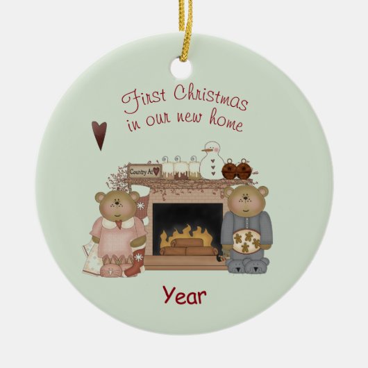 Teddy Bear - Eerste Kerstmis in ons nieuwe huis Keramisch Ornament (Voorkant)