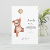 Teddy Bear Eerste verjaardag Dank je wel Bedankkaart (Staand voorkant)