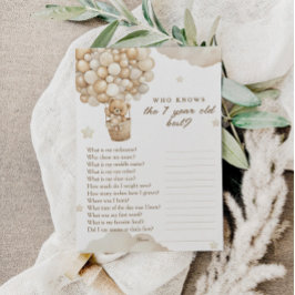 Teddy Bear Eerste Verjaardag Wie Weet Beste Spel Informatiekaartje