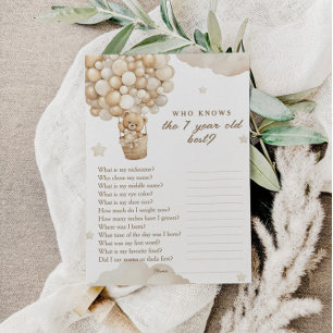 Teddy Bear Eerste Verjaardag Wie Weet Beste Spel Informatiekaartje