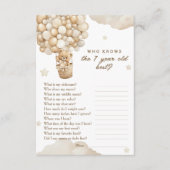 Teddy Bear Eerste Verjaardag Wie Weet Beste Spel Informatiekaartje (Voorkant)