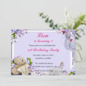 Teddy Bear Elephant Horse Birthday Party Kaart (Staand voorkant)