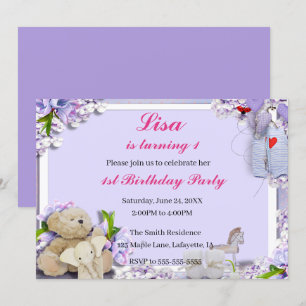 Teddy Bear Elephant Horse Birthday Party Kaart