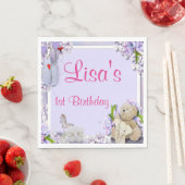 Teddy Bear Elephant Horse Birthday Party Servet (Insitu)