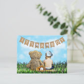 Teddy Bear en Baby Baseball Boy Baby shower Briefkaart (Staand voorkant)