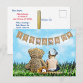 Teddy Bear en Baby Baseball Boy Baby shower Briefkaart (Voorkant / Achterkant)