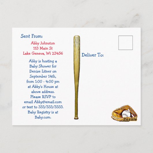 Teddy Bear en Baby Baseball Boy Baby shower Briefkaart (Achterkant)