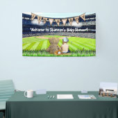 Teddy Bear en Baby Baseball Field Baby shower Spandoek (Beurs)