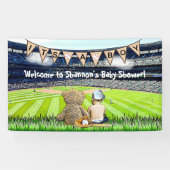 Teddy Bear en Baby Baseball Field Baby shower Spandoek (Horizontaal)