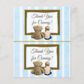 Teddy Bear en Baby Boy Baby shower Diaper Raffle Flyer (Achterkant)