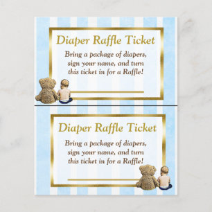 Teddy Bear en Baby Boy Baby shower Diaper Raffle Flyer