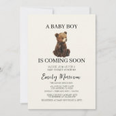 Teddy Bear en Baby Boy komen naar het Baby shower Kaart (Voorkant)