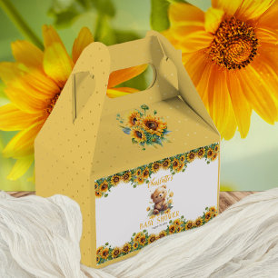 Teddy Bear en Baby shower van zonnebloemen Bedankdoosjes