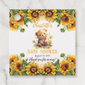 Teddy Bear en Baby shower van zonnebloemen Bedankjes Labels (Voorkant)
