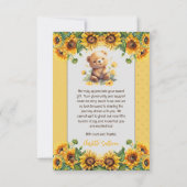 Teddy Bear en Baby shower van zonnebloemen Bedankkaart (Achterkant)