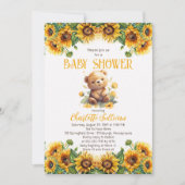 Teddy Bear en Baby shower van zonnebloemen Kaart (Voorkant)