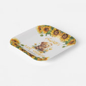 Teddy Bear en Baby shower van zonnebloemen Papieren Bordje (Gebogen)