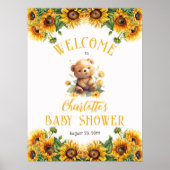 Teddy Bear en Baby shower van zonnebloemen Poster (Voorkant)