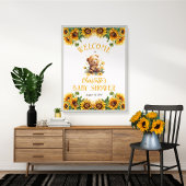 Teddy Bear en Baby shower van zonnebloemen Poster