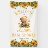 Teddy Bear en Baby shower van zonnebloemen Spandoek (Verticaal)