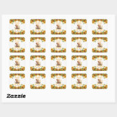Teddy Bear en Baby shower van zonnebloemen Vierkante Sticker (Vel)