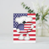 Teddy Bear en Big USA Flag Heart Briefkaart (Staand voorkant)