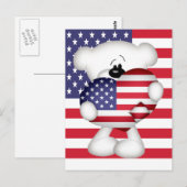 Teddy Bear en Big USA Flag Heart Briefkaart (Voorkant / Achterkant)