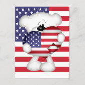 Teddy Bear en Big USA Flag Heart Briefkaart (Voorkant)