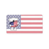 Teddy Bear en Big USA Flag Heart Etiket (Voorkant)