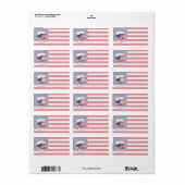 Teddy Bear en Big USA Flag Heart Etiket (Full Sheet)