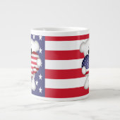 Teddy Bear en Big USA Flag Heart Grote Koffiekop (Voorkant)
