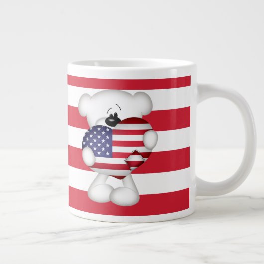 Teddy Bear en Big USA Flag Heart Grote Koffiekop (Rechts)
