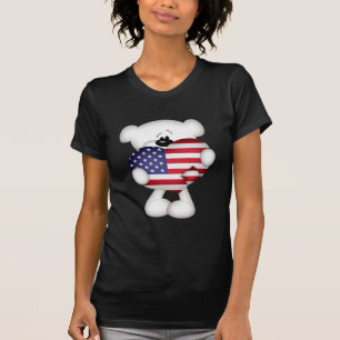 Teddy Bear en Big USA Flag Heart T-shirt