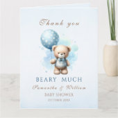 Teddy Bear en Blue Balloon Het is een Boy Baby sho Bedankkaart (Voorkant)