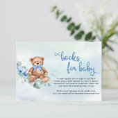 Teddy Bear en Blue Floral Boho boeken voor Baby Informatiekaartje (Staand voorkant)