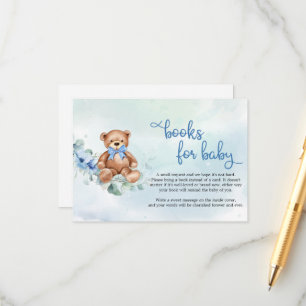 Teddy Bear en Blue Floral Boho boeken voor Baby Informatiekaartje