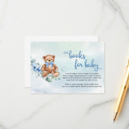 Teddy Bear en Blue Floral Boho boeken voor Baby Informatiekaartje
