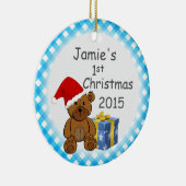 Teddy Bear en Blue Pset Keramisch Ornament (Rechts)